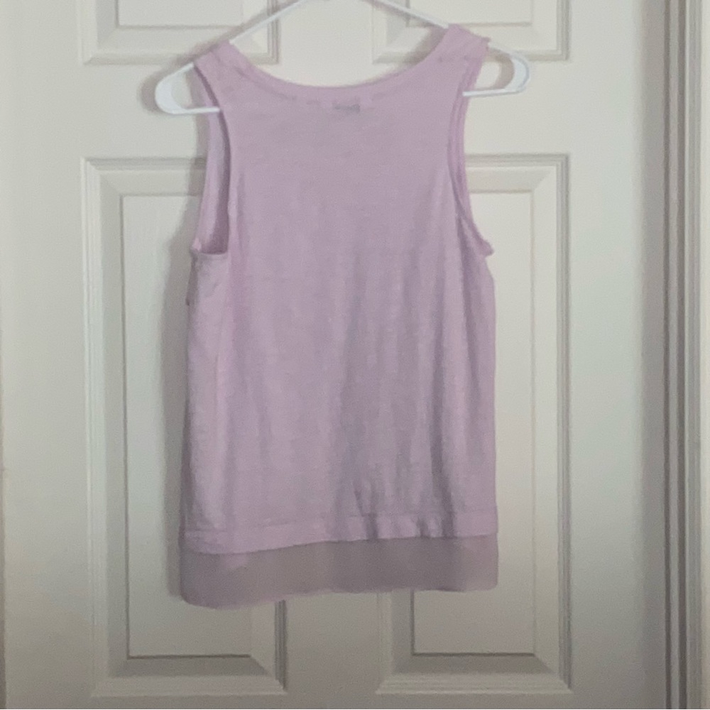 Ricki’s Lilac tank with decorative ruffles and sheer bottom. Size M Petite. - Picture 2 of 4